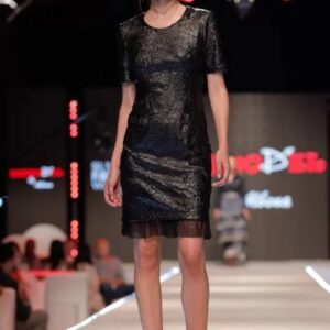 Малка черна "кожена" рокля "Black Roses"